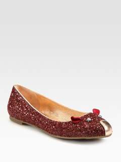   Marc Jacobs   Glitter Coated Leather Mouse Ballet Flats   