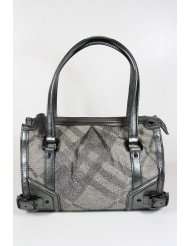 Burberry Handbags Trench Check (Metallic Gray) Canvas and Leather 
