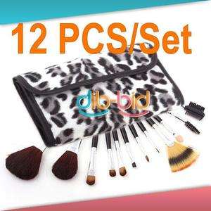 12 Makeup Brush Set Eyeshadow Blush Lip Gloss Pen Case  