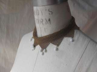 Unusual ball mesh metal 80s necklace with dangles  