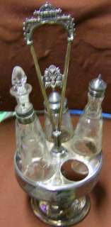 Victorian Meriden Castor Silverplate Art Deco Look Four Bottles  