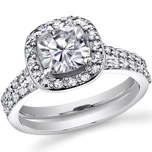 5mm Cushion Halo Moissanite Engagement Ring set 2.7ct  