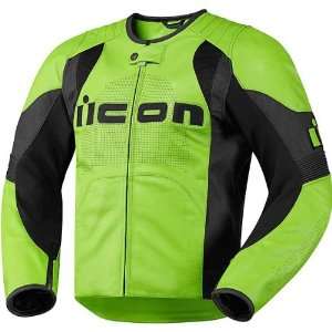  Icon Overlord Leather Motorcycle Jacket Green Automotive