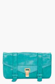 Proenza Schouler Ps1 Teal Leather Pouch Clutch for women  
