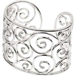 Sterling Silver 3/8 CT TW Diamond Cuff Bracelet Jewelry 