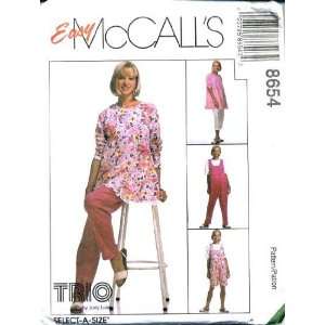  McCalls Sewing Pattern 8654 Misses Maternity Tunic, Jumpsuit 
