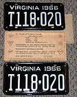 1966 Virginia license plates matched pair unused  