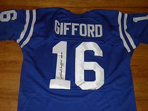 Frank Gifford SIGNED New York Giants Football Jersey COA JSA  