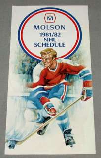 1981 82 Molson NHL Hockey Schedule  