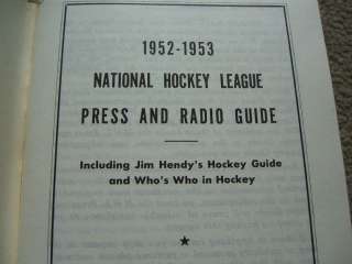 Clarence Campbell signed 1952 1953 NHL media guide D. 1984 HOF  