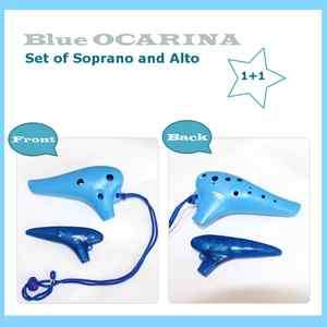 Musical Instrument Ocarina Soprano & Alto & Pouch  Blue  