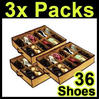 3x 12 Pairs Shoe Organizer Storage Holder Under Bed Closet  