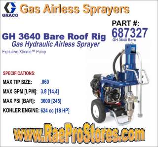 Graco GH 3640 Roof Rig Gas Hydraulic Paint Sprayer 633955841574  