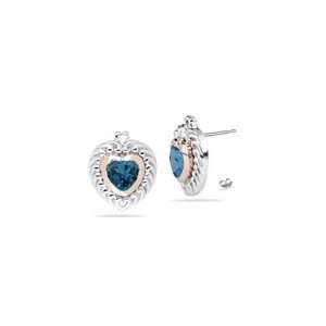  1.44 Cts London Blue Topaz Earrings in Silver and Pink 