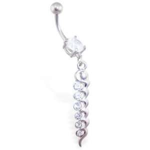  Belly ring with long CZ dangle Jewelry