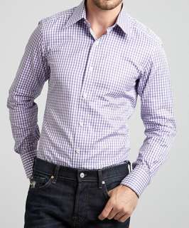 Tom Ford purple gingham cotton point collar dress shirt