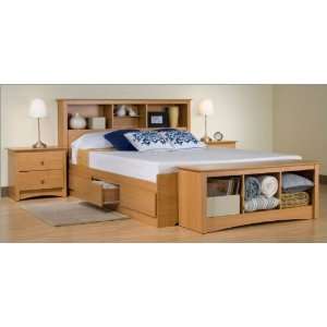Maple Storage Bed with Bookcase Headboard   Full Size  