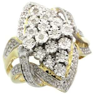 10k Gold Large Marquise Shape Diamond Ring w/ 0.25 Carat Brilliant Cut 