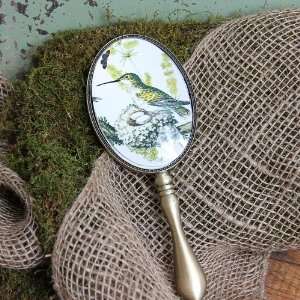   Shabby Cottage Vintage Style Hand Mirror Hummingbird