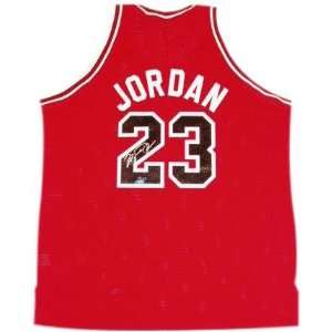Michael Jordan Chicago Bulls Autographed Red Mitchell and Ness 1987 