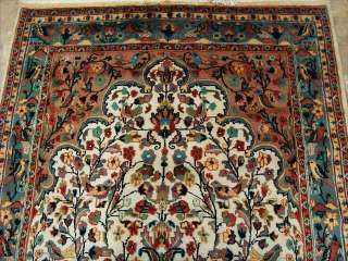 TREE OF LIFE HAND KNOTTED RUG MAT CARPET WOOL SILK 5x8  