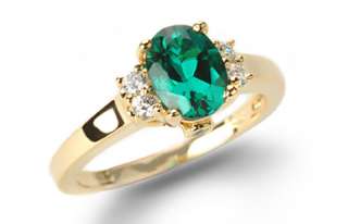 44 CT Round Emerald Solid 14K Yellow Gold Ring   NEW  