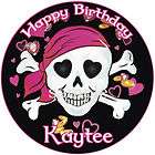 PINK PIRATE GIRL SKULL Edible Cupcake Image Toppers items in Cool Cake 