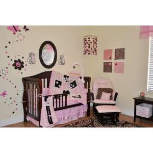   Pink & Brown Crib Bedding Nursery Set Pink & Brown NEW w/ Mobile Baby