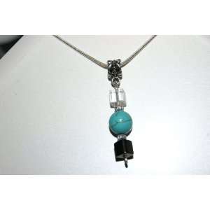   Necklace Chain with Turquoise Gemstone Bead & Crystal Beads Pendant