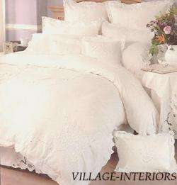 BONE IVORY PEARL BRAID BATTENBURG KING DUVET COVER  