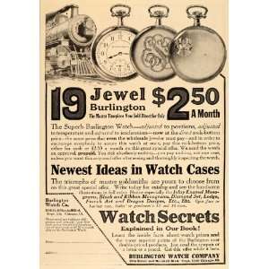1914 Vintage Ad Antique Burlington Pocket Watch Case   Original Print 