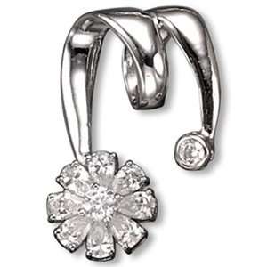  C.Z. Rhodium Flower Cluster For Omega(.925) Sterling 