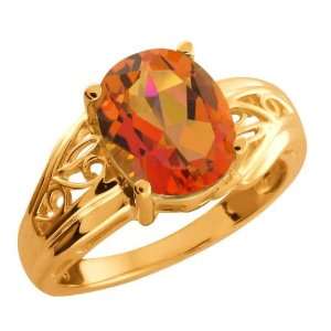   50 Ct Twilight Orange Oval Mystic Quartz Rose Gold Plated Silver Ring