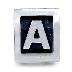 925 Sterling Silver Alphabet Letter A   Z European Bead  