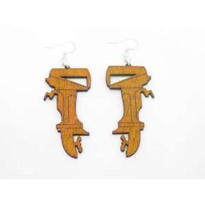  Tangerine Outboard Motor Wooden Earrings GTJ Jewelry