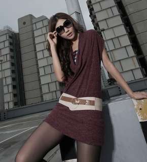 Womens Sweaters + Free Belt New Fashion Jumpers Outerwear V neck 