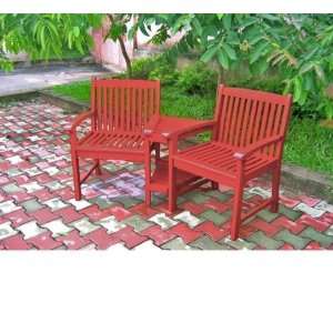  Outdoor Conversation Double Patio Chair with Table  Red 
