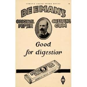 1920 Ad Beemans Chewing Gum Pepsin Digestion Candy   Original Print 