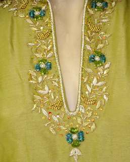look deep neck silk kurta blouse with zardosi sequins work