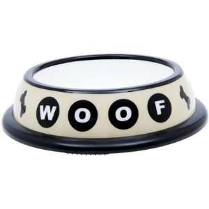  Urban Dog Plastic Woof Pet Bowl   Black & Cream (Quantity 