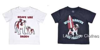 Gymboree Beach Bulldog Shirts Rescue for Treats, Brave Like Daddy, or 