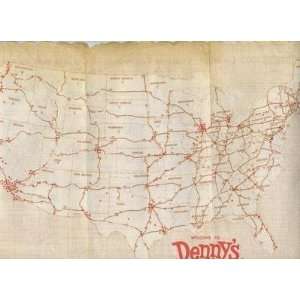  Dennys Placemat Coast to Coast Map 400 Locations 