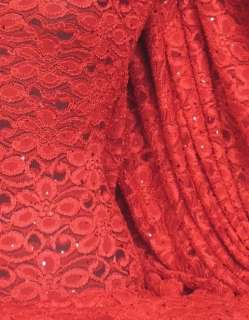 Red sequins holograms stretch lace with lycra Q1 RD  