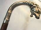 walking stick cane european continental silver crock lion glass eyes