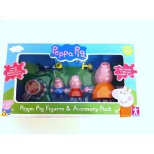   Pig Figures and Accessory Pack Two Bikes Campfire and Pot Toys