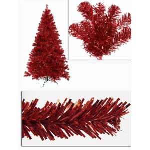  4 Pre Lit Red Artificial Sparkling Christmas Tree   Red 