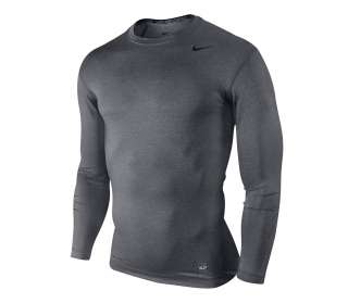 Nike Men Pro Combat Compression Long Sleeve Shirt Gray NWT Size L XL 