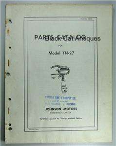 Orig Vintage Johnson Outboard Motors Repair Parts Catalog For Model TN 
