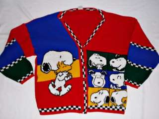 Snoopy Woodstock Peanuts Ugly Christmas Sweater 100% Acrylic XL LOADED 
