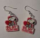SNOOPY WOODSTOCK BE MY VALENTINE EARRINGS CHARMS DOG HEART